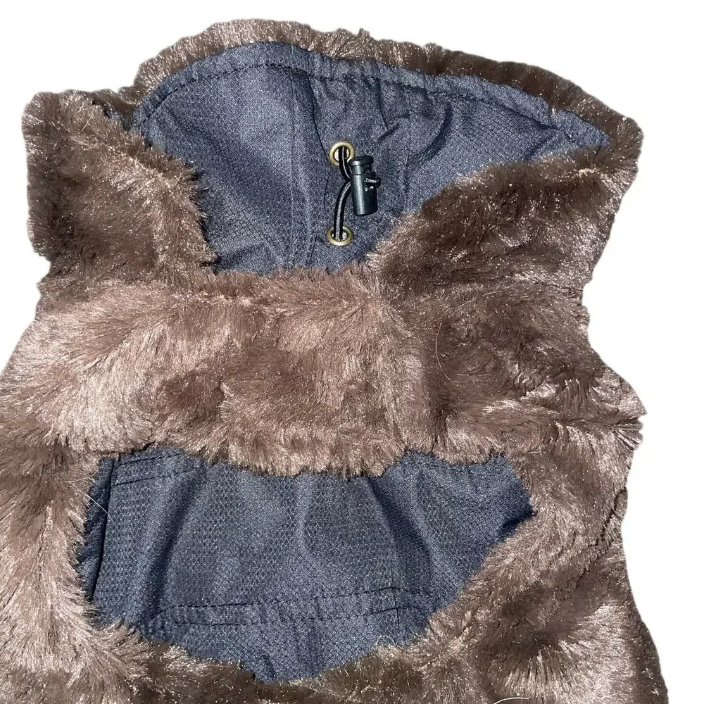 Bed Bath & Beyond Dog Puffer Vest Small Luxury Faux Fur Jacket Reversible Black